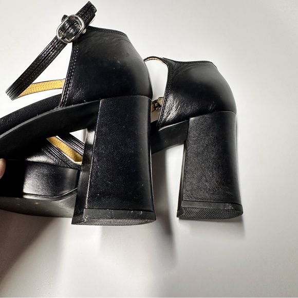 Black Leather Platform Mary Jane Pumps Chunky Block 3.5” Heel 24.5 cm /US 7- 7.5 - Picture 3 of 12